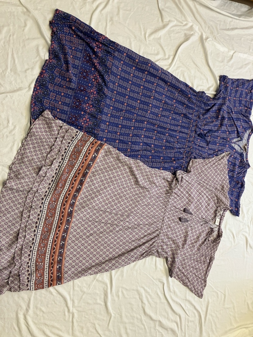 Knox Rose Blue and Mauve Printed Boho Dresses